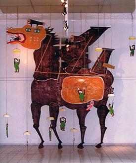 Trojan Horse, similar to Heri Dono’s work, Trojan Cow, in the Venice Biennale, 2003